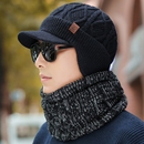 男士 秋冬毛线帽加绒保暖针织帽户外鸭舌帽防寒骑车中老年护耳帽子