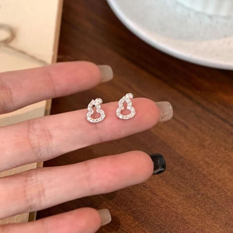 s999足银葫芦螺丝耳钉精致小巧女