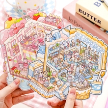造景贴纸大尺寸3D立体微场景动物园小班小镇微缩场景合集本立体贴纸手工DIY小屋女孩玩具打发时间2025爆款