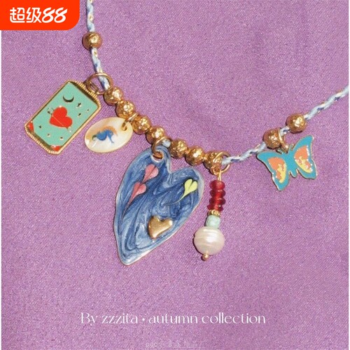 ZZZITA Sofia Neclace 美式嬉皮彩色吊坠编绳项链小众设计锁骨链