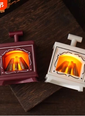 led迷你仿真小壁炉圣诞节创意发光摆件灯家居装饰复古电子蜡烛灯