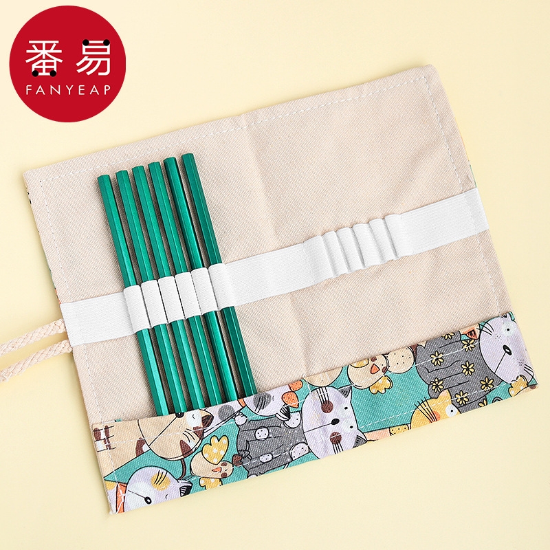 笔帘AA1sn0-卷笔袋款笔帘便携收纳素描笔袋可爱学生文具袋