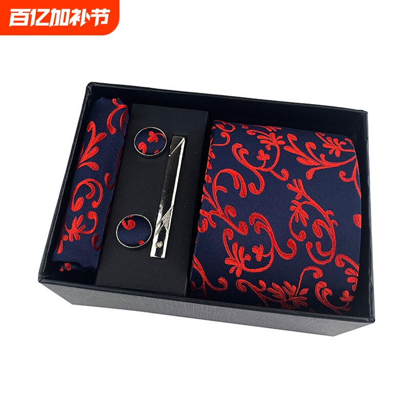 厂家批发男士领带商务正装结婚照西服配饰领带袖扣方巾领带礼盒装