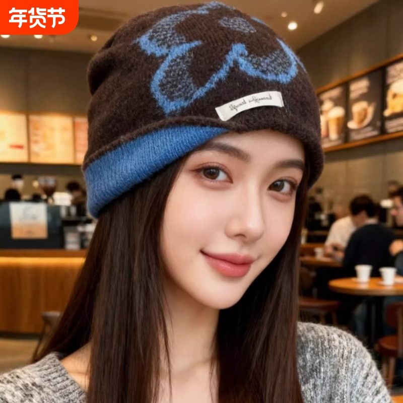2025新款韩版复古提花针织帽子女秋冬季百搭保暖护耳显脸小包头帽,服饰配件/皮带/帽子/围巾,帽子,淘宝优惠券,粉丝福利购,淘宝优惠卷