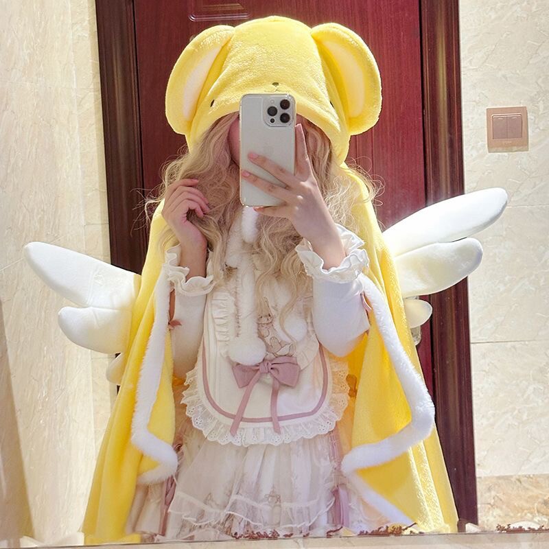 魔卡少女樱小可空调毯百变小樱毛绒连帽毛毯二次元午睡毯斗篷周边