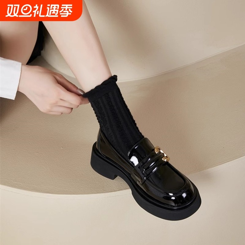 啄木鸟小皮鞋女款英伦风2025新款秋冬通勤jk配裙子乐福鞋百搭厚底