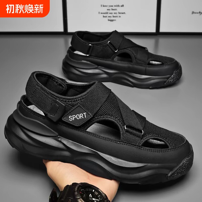 意尔康心选洞洞鞋男2024新款夏季外穿上班爸爸开车凉鞋男士包头鞋图片