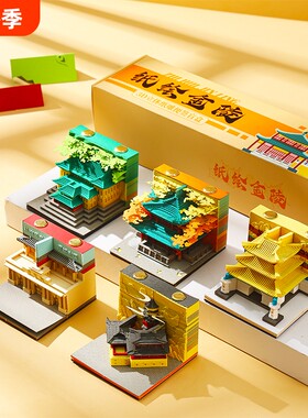 南京3d立体纸雕日历便签手撕便签盲盒台历纸绘金陵鸡鸣寺创意文创