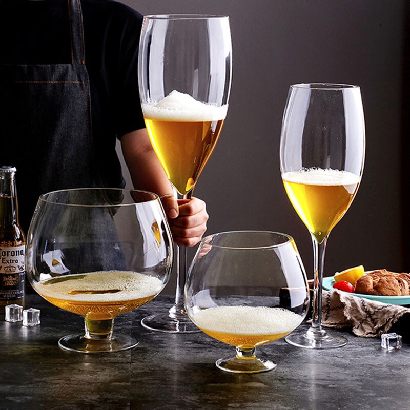 特大号啤酒杯超大巨型红酒杯抖音网红款高脚杯大容量玻璃英雄杯