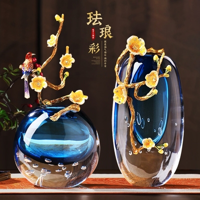 高级珐琅彩！琉璃花瓶摆件