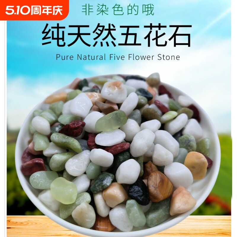 天然彩石盆栽铺面石子鹅卵石鱼缸造景底砂种花装饰五彩小石头流水