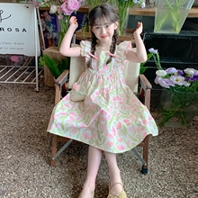 女童夏季公主裙2025新款碎花裙儿童夏款飞袖裙子小女孩夏装连衣裙