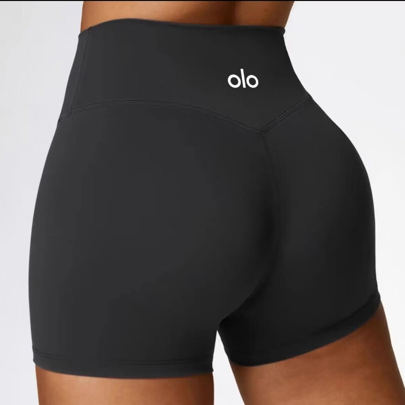 olo yoga磨毛瑜伽短裤女紧身健身裤运动跑步三分裤高腰提臀蜜桃裤图片
