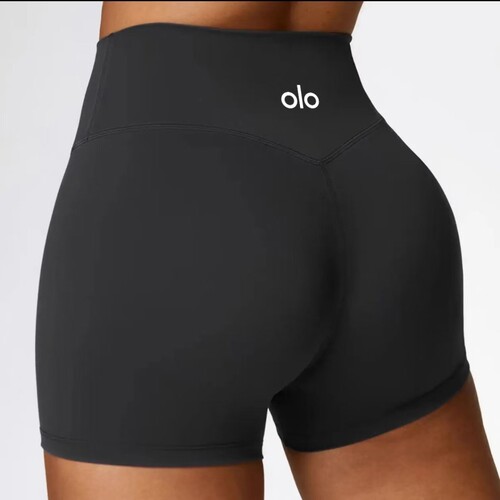 olo yoga磨毛瑜伽短裤女紧身健身裤运动跑步三分裤高腰提臀蜜桃裤