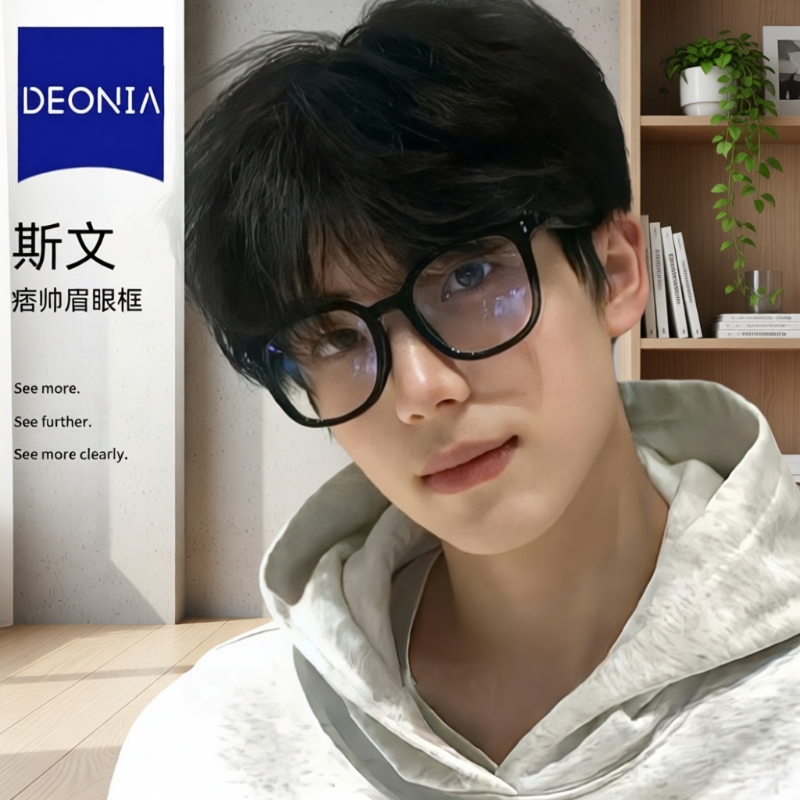 黑框眼镜女近视可配有度数镜片级感大框显脸小防蓝光平光镜架男