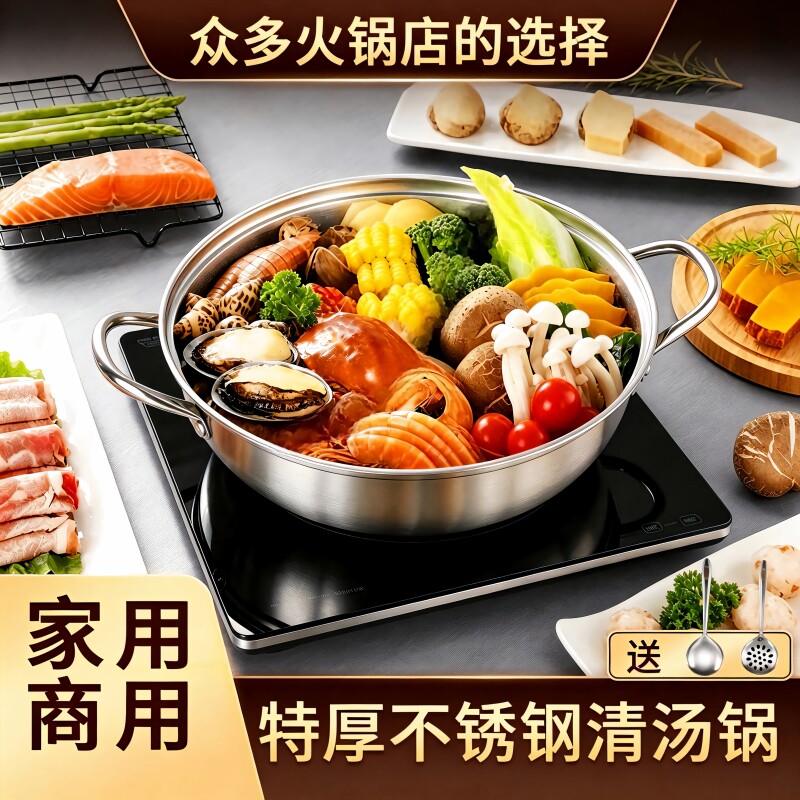 加厚不锈钢锅清汤锅具家用电磁炉专用不粘火锅盆燃气通用2026新款