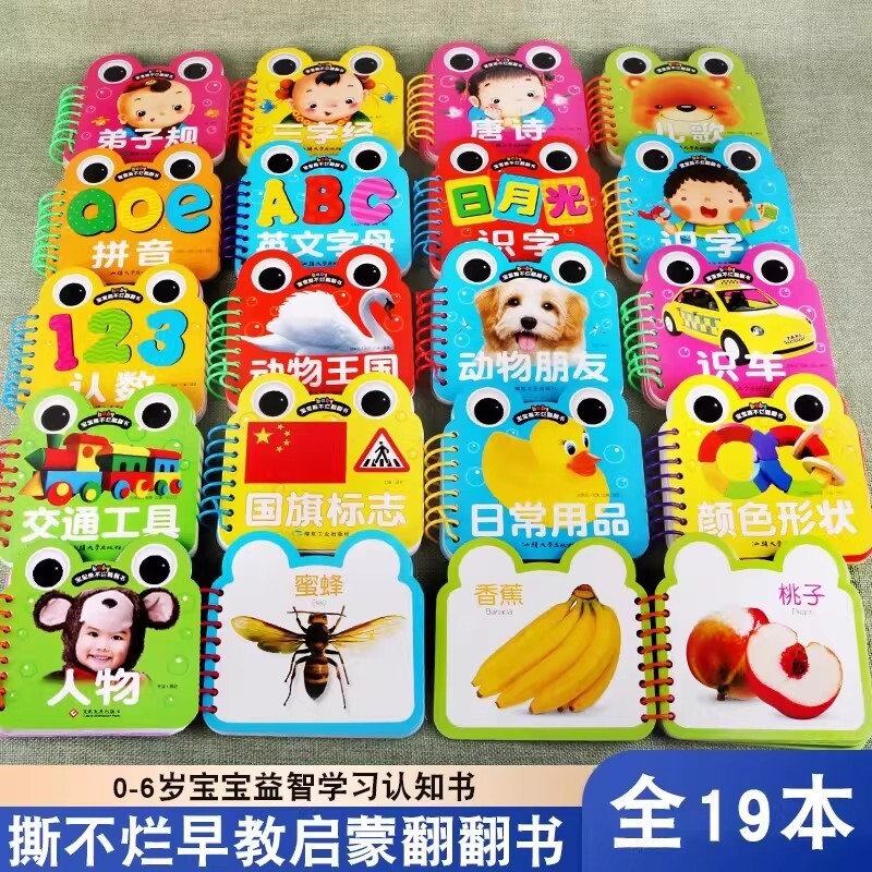 0-6岁幼儿宝宝启蒙卡益智早教撕不烂翻翻书日常用品认知卡水果蔬菜