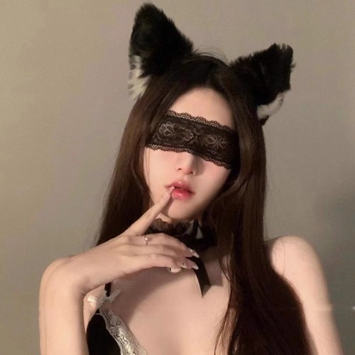 蕾丝眼罩禁欲系遮眼情调丝带可爱兔女郎面具性感蒙眼发箍猫女发饰