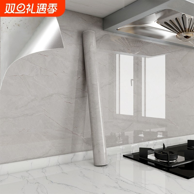 厨房防油贴纸防水自粘墙纸防火耐高温大理石灶台面防潮墙贴墙壁纸