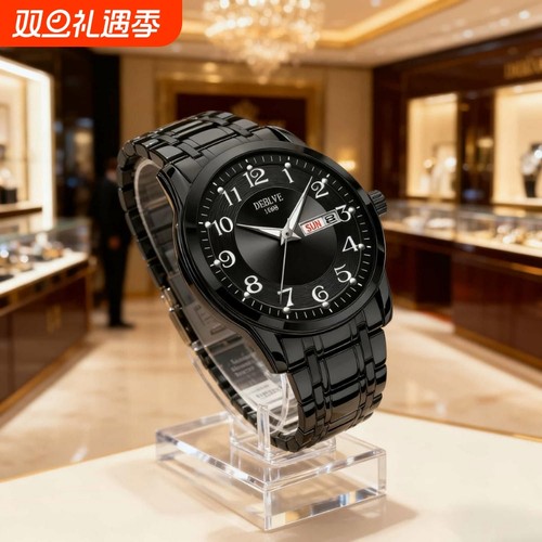 手表男款机械风全自动防水高级感全自动男表数字双日历防水腕表男
