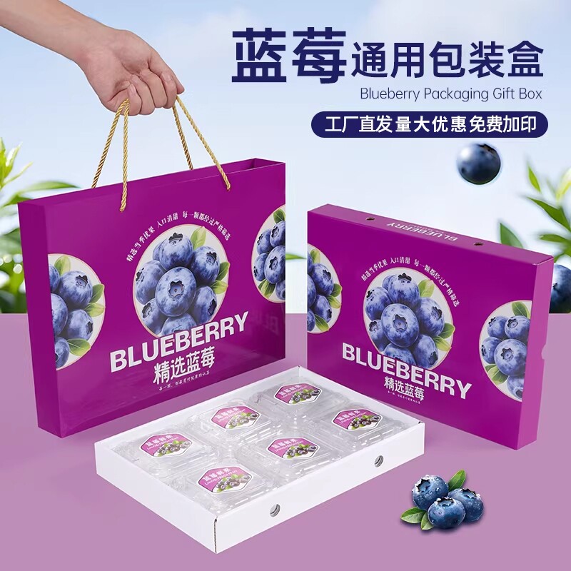 蓝莓礼盒怡颗莓包装盒高档12盒装125g树莓水果礼品盒打包盒空盒子