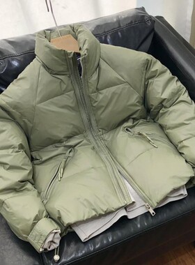 户外2025年新款立领羽绒服男士短款外套白鸭绒保暖时尚斜拉链绿色