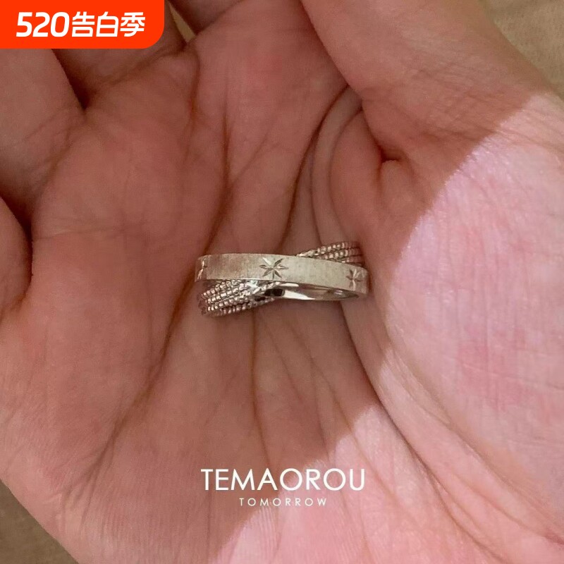 超闪!水星记小双环戒指女食指戒vintager中古小众设计高级感