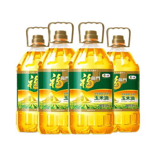 福临门非转基因压榨黄金玉米油4L*4整箱装食用油家用炒菜产地烘焙