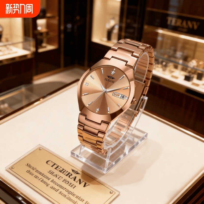 全自动男表手表男款机械风全自动防水数字双日历防水腕表男高级感