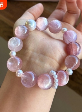 【樱花信笺】粉锂辉云母串珠手链设计感贝珠温柔甜美显白透体手串