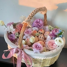 送编织手提鸡蛋篮藤编鸡蛋篮闺蜜花篮月子鲜花篮子插花diy材料包