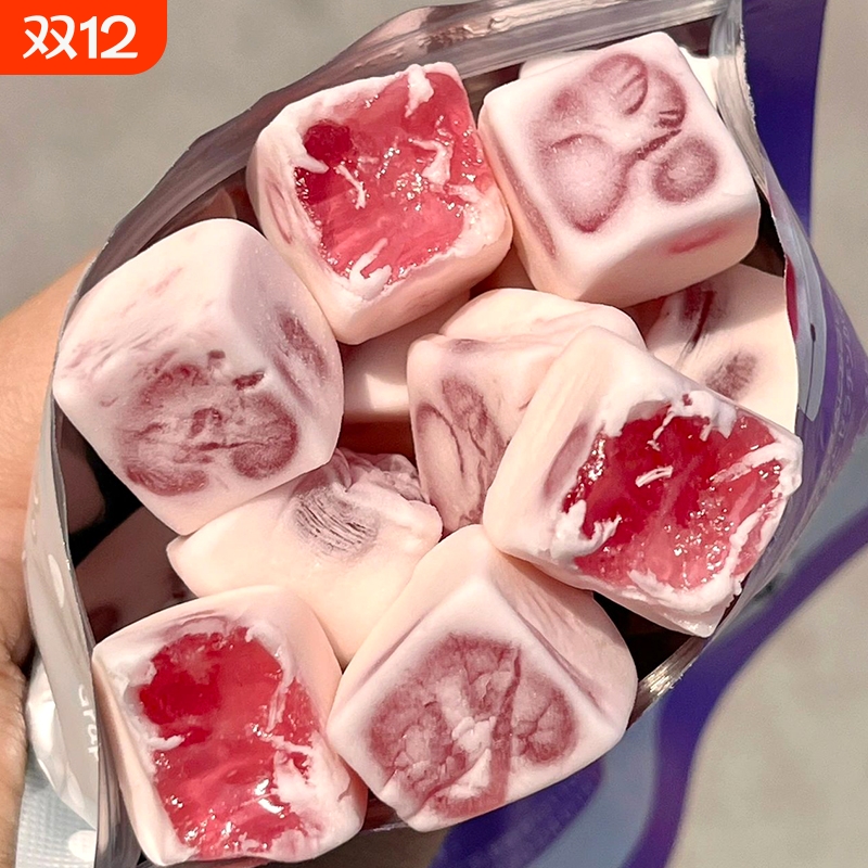 50包 超好吃 夹心软糖白桃味草莓什锦果汁糖果高颜值爆浆小零食品