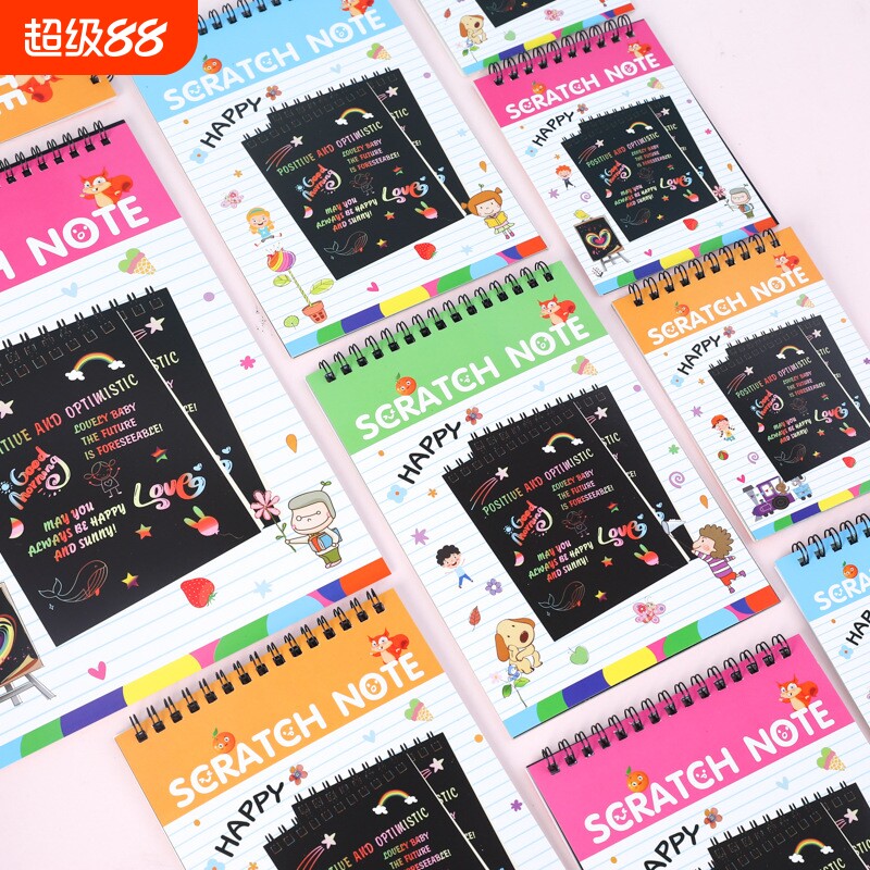 刮刮画文化用品创意炫彩魔法刮画纸有图案DIY便签书手工制作礼物图片