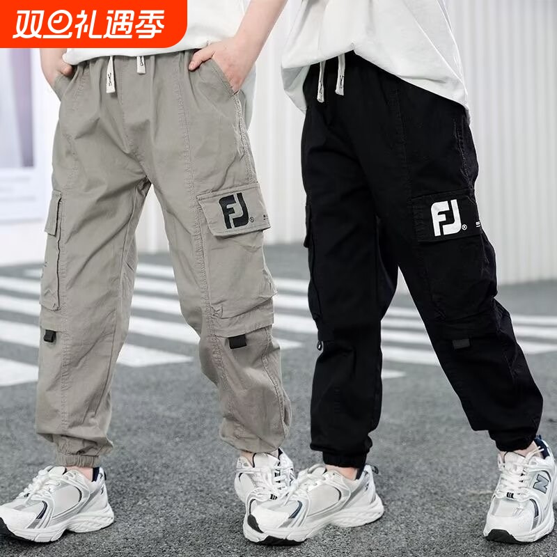 男童春装工装裤子春秋款束脚长裤2025春季新款中大童男孩运动裤潮