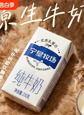 宁夏宁垦牧场纯牛奶210g*10盒整箱礼盒3.2g蛋白大漠优选生牛乳