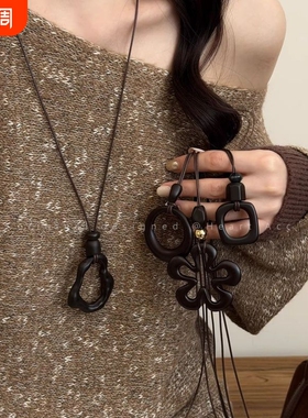 镂空花朵蜡绳项链女2026新款高级感挂脖毛衣链高级感长款配饰
