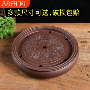 紫砂茶盘茶海茶台潮汕紫砂大号陶瓷功夫茶具家用圆形托盘储水小型