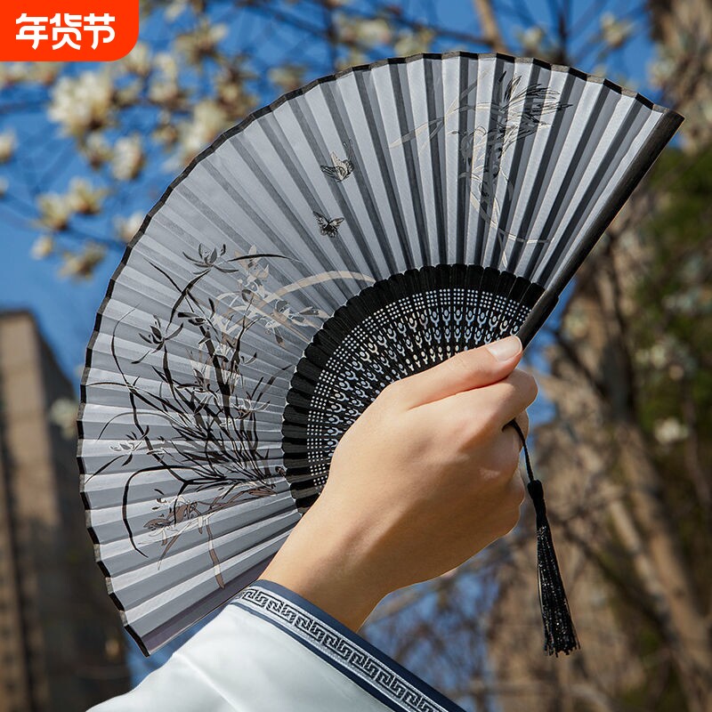 古风扇子汉服女折扇男女学生霸气仙气流苏古代手持舞扇子批发货源