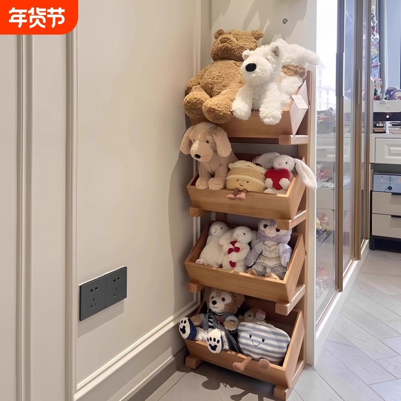 放娃娃的置物架毛绒玩具木质公仔展示架分层玩偶展示柜墙角收纳架,收纳整理,手办收纳盒,淘宝优惠券,粉丝福利购,淘宝优惠卷