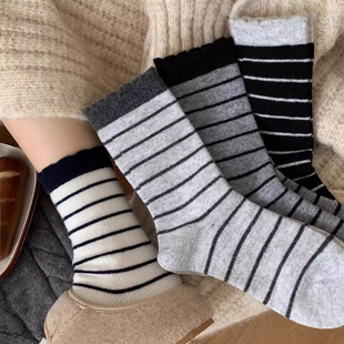 堆堆袜高筒女袜 3双起多规格 新款 袜子女条纹中筒袜百搭春秋季
