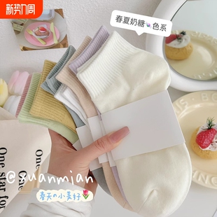 袜子女2026新款爆款春夏季薄款纯棉防臭短袜女士透气中筒袜紫色