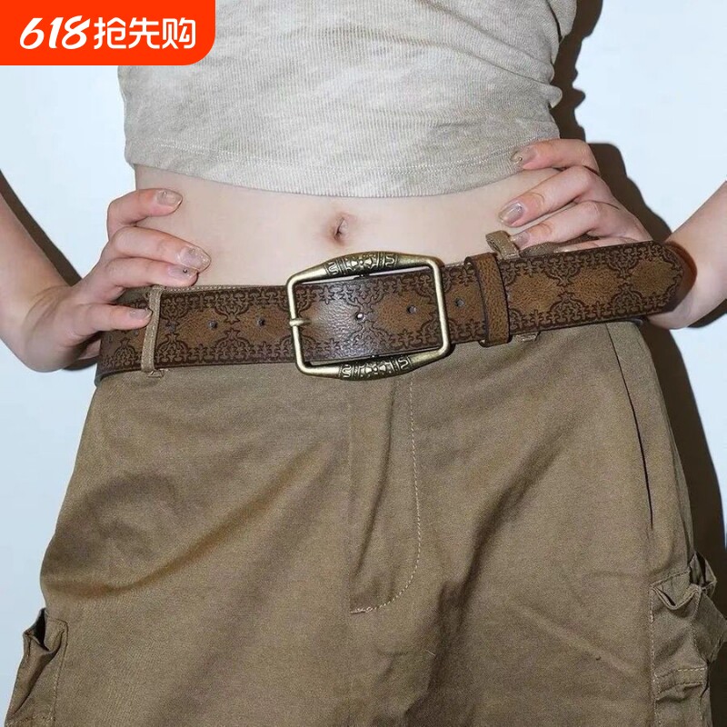 新款美式复古女士皮带辣妹百搭欧美宽小众腰带网红美拉德个性裤带