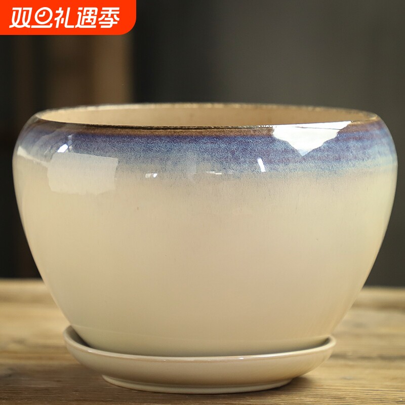 蝴蝶兰花盆陶瓷特价家用简约大号特大清仓带托盘绿萝吊兰多肉花盆