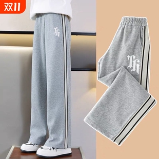 阔腿裤 新款 儿童春装 直筒卫裤 女童裤 春秋女孩大童运动裤 子2024秋装