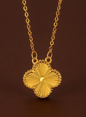 金店同款镭射幸运四叶草项链时尚ins风格小众锁骨链四叶草