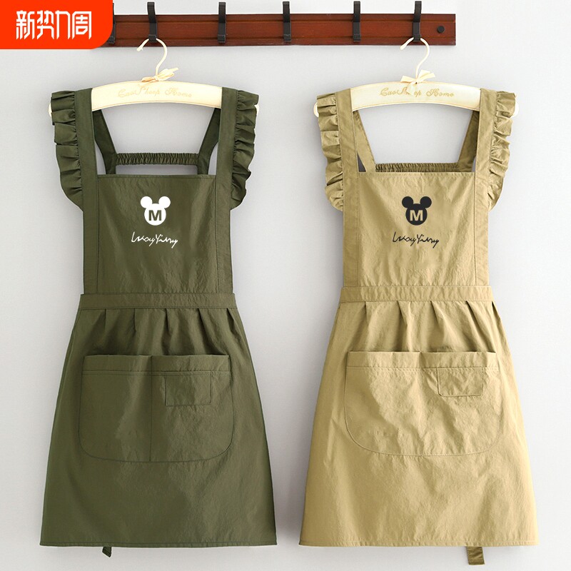 时尚防泼水围裙厨房家用公主风洋气护衣餐饮2026新款饭单工作服女