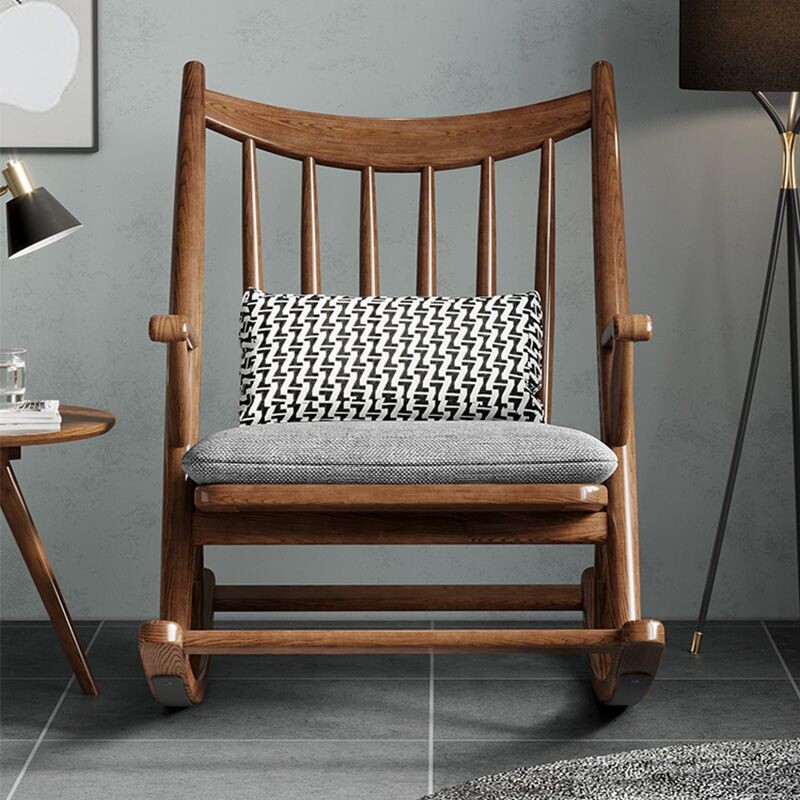 b北欧实木摇椅复古躺椅轻奢舒适沙发午睡家用室内躺卧摇摇椅懒人