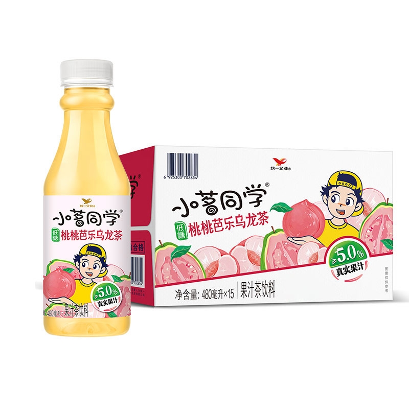 统一小茗同学桃桃芭乐乌龙茶480ml*15瓶整箱小瓶果汁茶14省