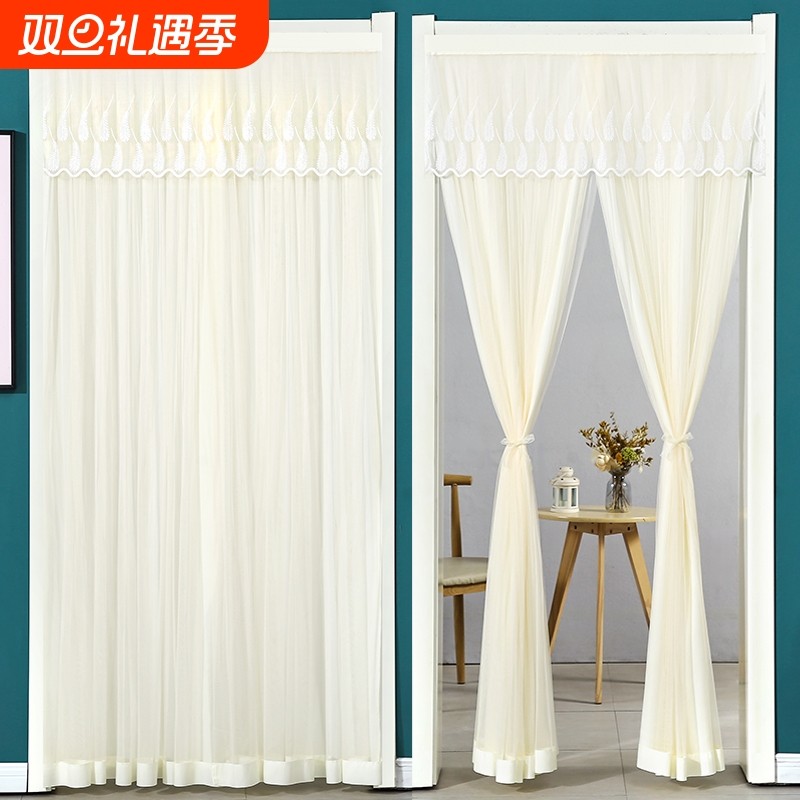 蕾丝门帘防蚊免打孔隔断帘四季通用纱帘卧室厨房纱门帘房间卫生间