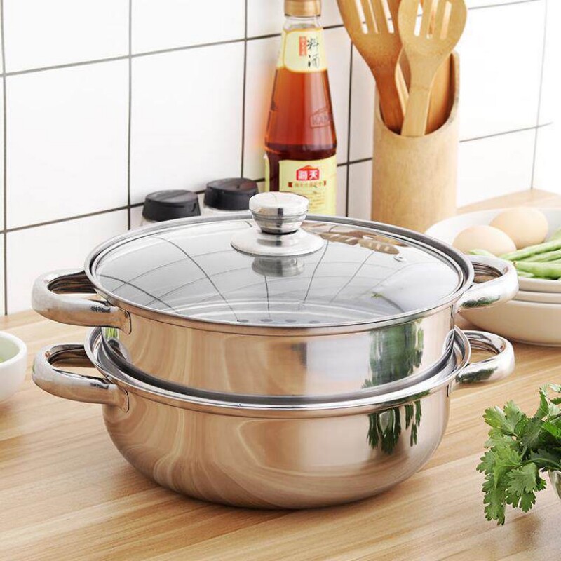 多功能蒸锅家用汤锅加厚火锅多层电磁炉蒸笼煤气炉通用锅具清仓